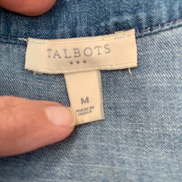 Talbots Chambray Popover Top with Bell Sleeves Size Medium - Picture 7 of 7